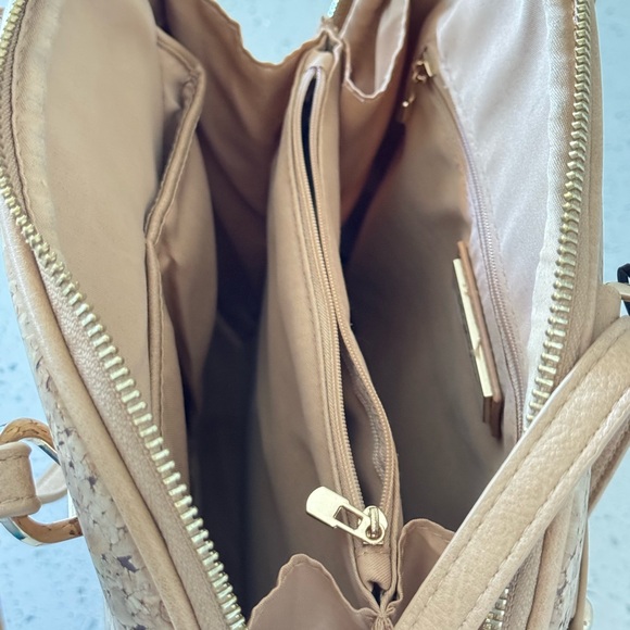 Miztique Daisy Cork Convertible Backpack Purse in a natural tan color - Picture 13 of 16